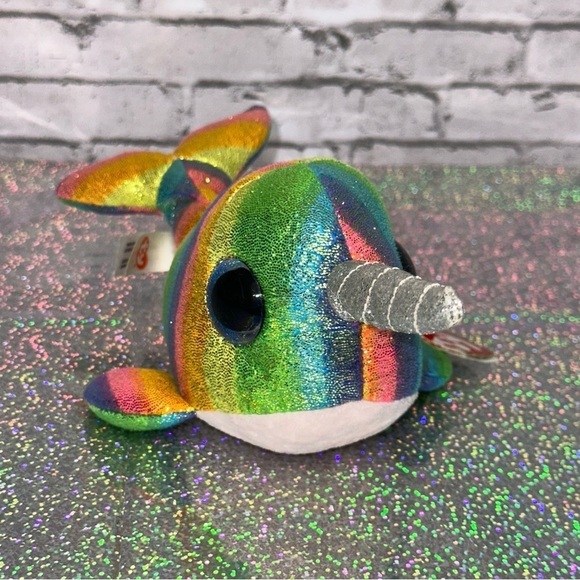 TY Beenie Boo Collection NORI Rainbow Narwhal 9 Inch Plush - Picture 3 of 11